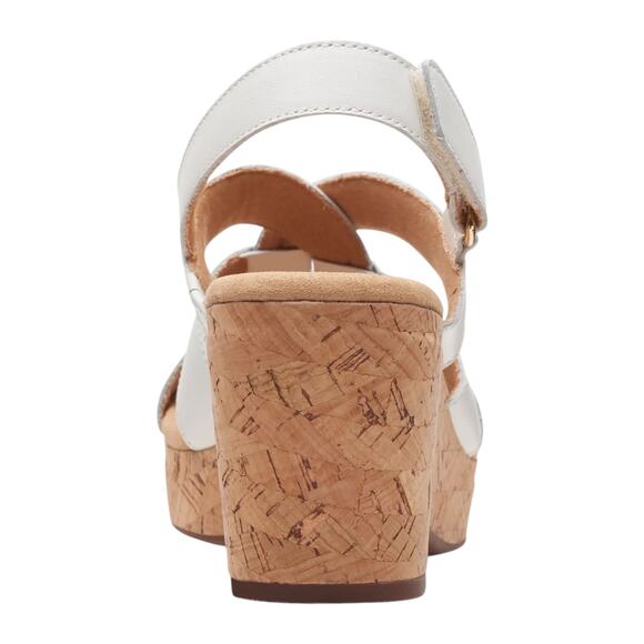 Clarks Women's Giselle Beach Leather Slingback Wedge Sandals White Size 7 1/2 - Picture 4 of 6